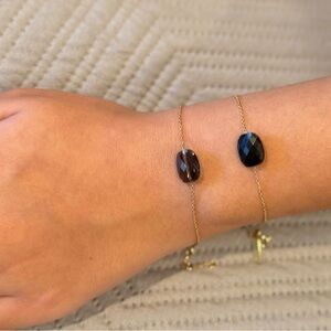 Morganne Bello m Brown smoky Quartz Cushion 18 Kt yellow gold bracelet